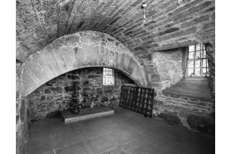 Fingask Castle, interior.
General view of ground floor old kitchen from North.