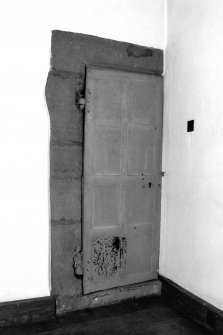 Fingask Castle, interior.
Detail of strong room door in first floor parlour.