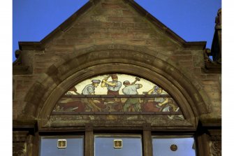 Rose Street Foundry Office, 96-104 Academy Street.
Detail of (right) South East panel on Academy Street frontage of blacksmiths at work.