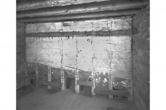 Foulis Castle.
Interior-detail of stud and clay partition on Ground Floor of West wing from North West.