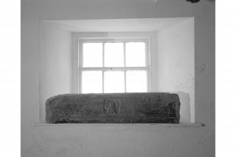 Foulis Castle.
Detail of carved lintel (now in use as fireplace lintel) on Ground Floor in main block.