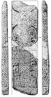Digital copy of drawing of Rothesay, Bute, cross slab (no.1) showing face and edges. 
Now in Bute Museum.