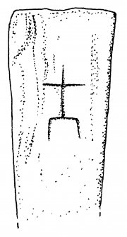 Digital copy of drawing of Eilean Fhianain incised cross-marked slab (no.1).