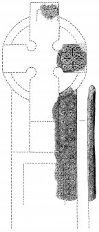 Digital copy of drawing of reconstruction of cross-slab (fragments nos 1, 2, 3).