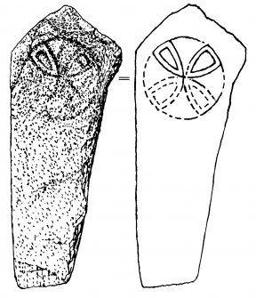 Digital copy of drawing of A'Chill, Isle of Muck, cross-incised slab (no.1).