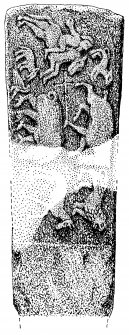 Digital copy of drawing of St Donnan's Church, Eigg, cross slab (no.6).
Detail of reverse.