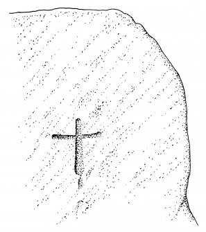 Clach an t-Sagairt, North Uist. Digital copy of drawing of incised cross.