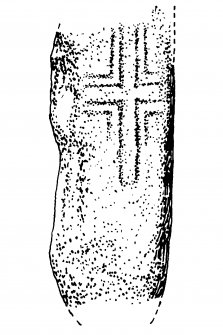 Publication drawing; St Kilda, cross-marked stone from House 16.