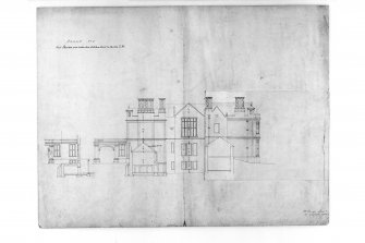 W elevation and section through kitchen court, with inset.
Scan of MLD 80/8 flap down