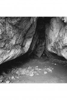 King's Cave, Arran. View of interior of cave from entrance.