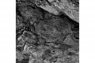 King's Cave, Arran. Detail of ogham inscription.