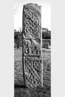 St Mary's Churchyard, Rothesay. Early Christian cross-shaft, view of reverse face.