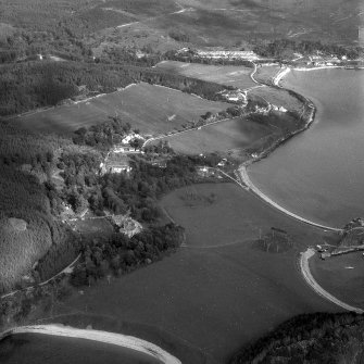 Oblique aerial view from North. Raasay, Raasay House and Raaasay Steading.