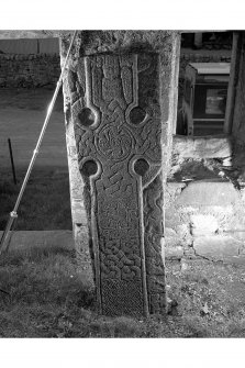 Ardchattan Priory. 
View of Early Christian cross-decorated stone (DA6).