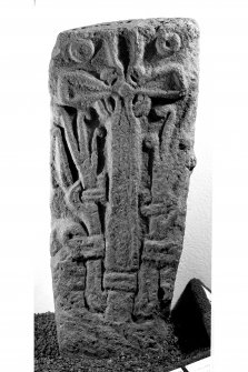 Cross-slab, Doid Mhairi, Port Ellen.
View of Viking-age cross slab.
Stone in National Museum of Scotland (IB 196).
