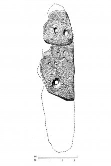 Publication drawing; Ballymeanoch stone (G), E face. Photographic copy.