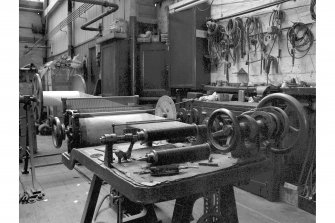 Newmilns, J and J Wilson , lace manufacturers
Interior view showing bobbin winder