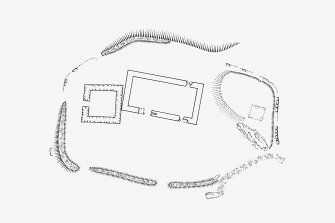 Chapel, Texa, Islay.
Copy of survey drawing of general plan of chapel and burial ground.
Titled: 'Chapel and enclosure, Texa Island, Islay'.
Pencil, paper. Scale 1:100