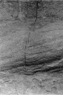 Footprint, Finlaggan, Islay.
Detail of  crack in alleged footprint on reverse of West Highland Stone.