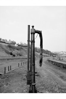 Water crane [or column] at N end of down platform, Hawick railway station