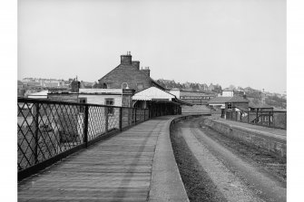 General view from S from S end of downside platform, Hawick railway station