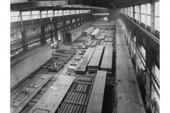 England, Severn Bridge
Interior view of bridge towers on assembly shop floor at Sir William Arrol and Co., Dalmarnock Ironworks, Glasgow