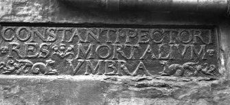 Huntly House; inscribed panel