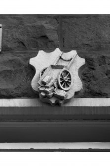 Dunrobin Place.
Detail of lower shield on gable end showing carter's insignia.