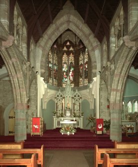 Interior.  View of sanctuary from N