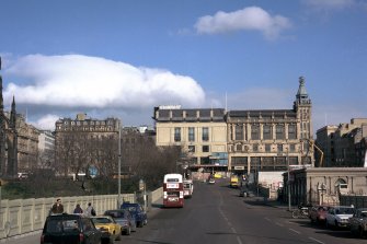 General view of Waverley Bridge from south also showing part of Princes Street