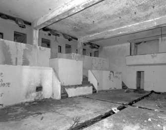 Tain Airfield, view of interior of operations room showing cable ducts in floor and viewing balconies.