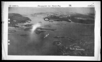 Scanned image of Luftwaffe oblique annotated aerial view of Scapa Flow and Hoy, Orkney Islands