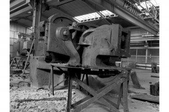 Clydebank, Elderslie Shipyard, interior
View showing punch and shearing machine being dismantled