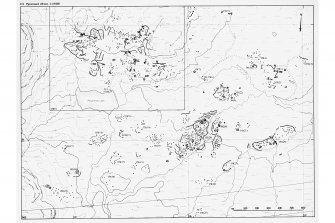 Publication drawing; map of archaeological sites in the Pitcarmick (west) area 