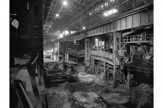 Bellshill, Clydesdale Street, Clydesdale Tube Works, interior
View showing furnace from tapping bay in open hearth melting shop