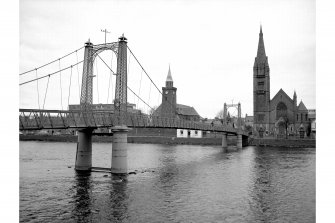 Scanned image of Inverness, Church Lane, Suspension Bridge
View from SSW showing SE front and Free North Church of Scotland