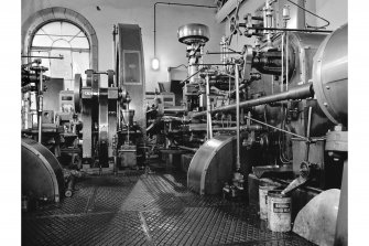 Selkirk, Philiphaugh Mill, interior
View showing steam engine by Petrie and Company, Rochdale