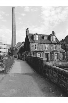 Dunfermline, Pilmuir Street, Pilmuir Works
View from SSW showing chimney and S front of Railside Cottage