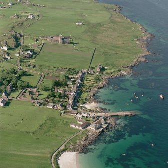 Oblique aerial view of Iona Nunnery, taken from the south west, centred on the nunnery.