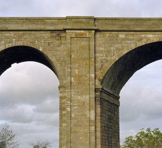 Detail of the parapet and spandrel of the Roxburgh Railway Viaduct from the North West