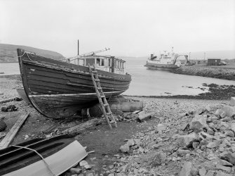 Gutcher, Pier
View of fishing boat to N of pier, ferry and pier in background