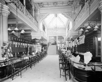 View of the sales floor for gloves and lace in Jenner's Department Store, Princes Street, Edinburgh.