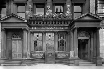 Exterior view of the National Bank of Scotland, ground floor level.