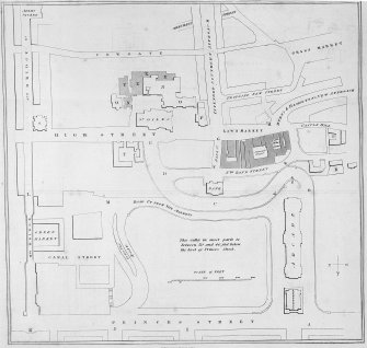 The Mound.
Photographic copy of proposed ground plan, including Arcade on the Mound.
Titled: 'Plate No.3  Ground Plan'.