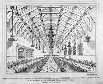 Interior during banquet given by City of Edinburgh to King George IV in 1822