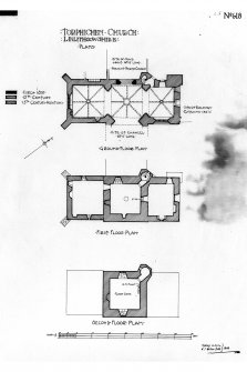 Plans of ground, first and second floors.