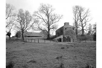 Bonawe Ironworks, Lorn Furnace
View from N showing NNW front and ENE front of Lorn Furnace with ore-shed in background