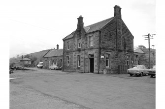 Dalmally Station
View from NW showing WNW and NNE fronts of main station building with signal box in background