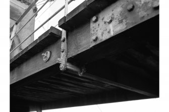 Melrose, Gattonside, Suspension Footbridge
View showing iron rod suspender link on underside of bridge