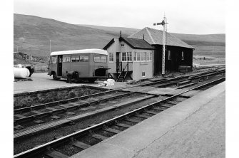 Achnasheen Station
General view  of signal box and post bus